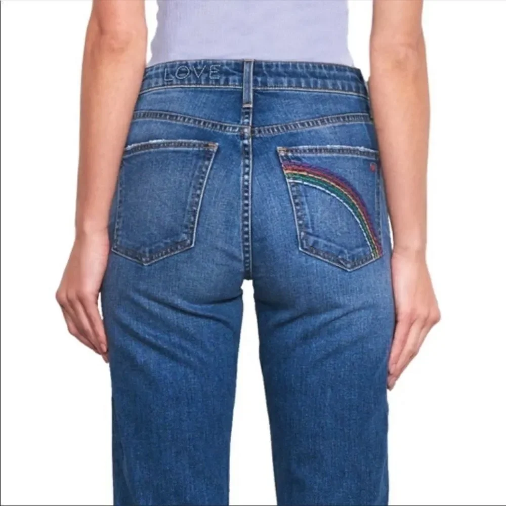 Sundry Rainbow Patch Relaxed Straight Leg Jeans